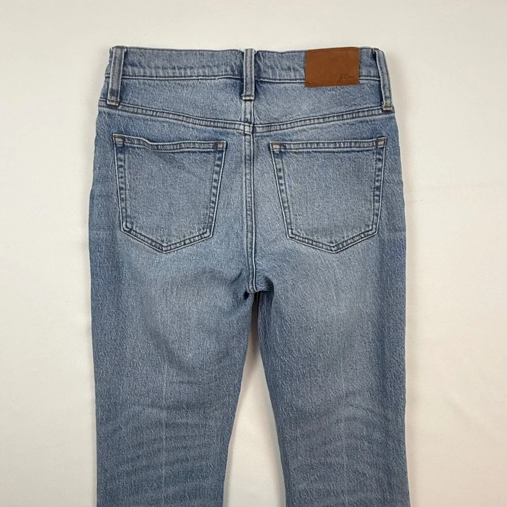 J.Crew Billie Demi-Boot Crop Jeans Light Wash Raw Hem Size 24 Mid Rise 9 Inch
